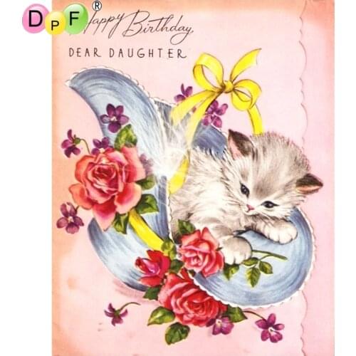 DPF DIY Gift 5D full Round Diamond Painting Magic Cube Cross Stitch rose hat kitten sleep Diamond Embroidery crafts Mosaic Decor