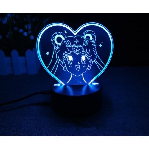 Anime Figure Sailor Moon Tsukino Usagi Moon Warrior 3d Led Lamp Bedhome Manga Ninght Lights Room Lampara Dormitorio Model Toy