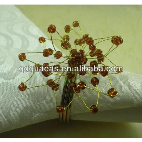Pearl beads flower napkin ring, pearl napkin holder bulk price
