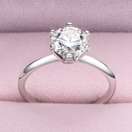 Cliassic 100% 925 Sterling Silver Real 2 Carats D Color Moissanite Anniversary Rings For Women Elegant Party Fine Jewelry Gift