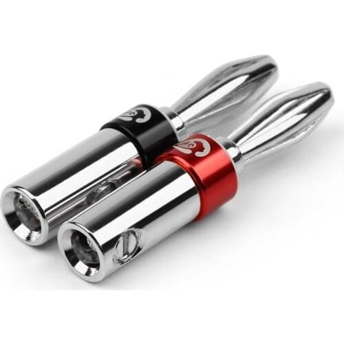 Banana Plug Connectors For Binding Post Double Screws Locking Rhodium Plated Speaker Terminal For 4mm Audio Amplifier Cable