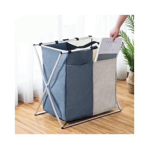 Dirty Clothes Storage Basket Three Grid Organizer Basket Collapsible Large Laundry Hamper Waterproof Home Laundry Basket
