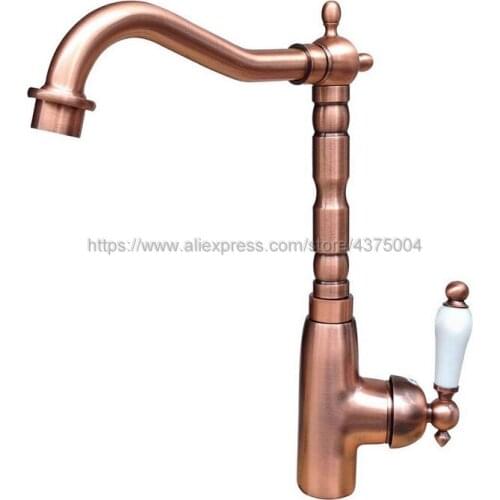 Red Copper Antique Single Handle Kitchen Basin Faucets Deck Mounted Rotable Basin Faucet Taps Nrg023