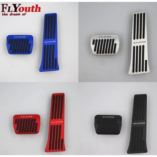 Aluminum Alloy Pedal Cover For Lincoln Aviator 2020 Auto No Drilling Aluminum Brake And Accelerator Pedal Covers 2Pcs/set