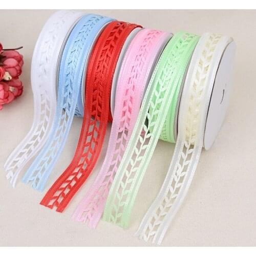 Organza Ribbon Hollowed Leaf Embossing High Quality 22mm DIY Clothing Applique Gift Wrapping Hair Accessories BBXU-081