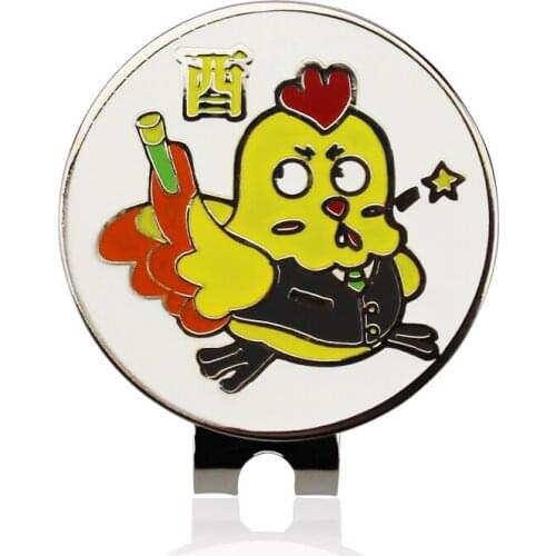 GOG 1pcs golf ball alloy marker with hat magnet clip Chicken Golf Cap Clip Golf Ball Marker Alloy Professional 1.18" 30mm