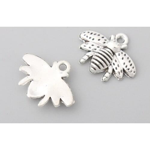 RAINXTAR Fashion Alloy Animal Charms Bee Insect Charms For Kids 16*20mm 20pcs AAC1596