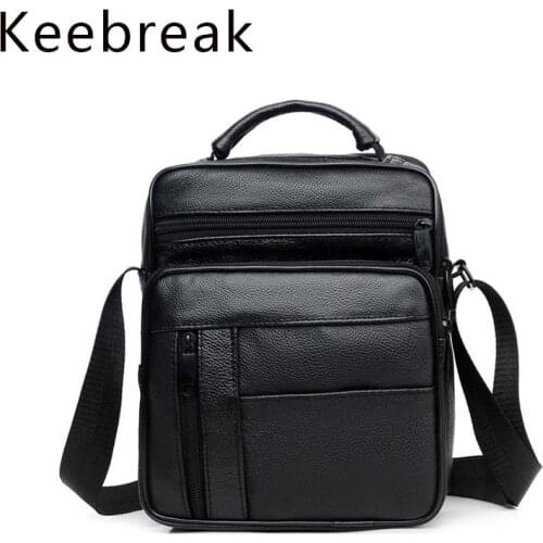 Keebreak Cow Leather Mens bag Natural Cowhide Shoulder Cross Body Bag Black Business Male Small Clutch Genuine Leather Handbag