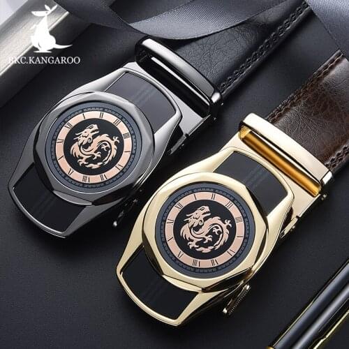 BKC.KANGAROO brand genuine men leather fashion belt alloy material automatic buckle business mens jeans wild high quality belts