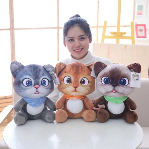 20/30cm Soft 3D Simulation Stuffed Cat Plush Toys Double-side Seat Sofa Pillow Cushion Plush Animal Cat Dolls Toys Gifts