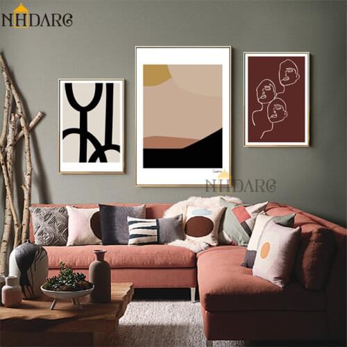 Brown Line Abstract Charactersketch Wall Art Canvas Painting Nordic Posters And Prints Wall Pictures For Living Room Home Decor