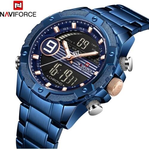 NAVIFORCE 9146S Mens Watch Luxury Fashion Sport Wristwatch Waterproof Stainless Male Watches LED Clock Relogio Masculino