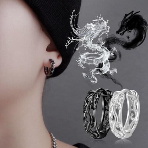 New Punk Male National Style Earring Retro Ethnic Embossed Dragon Earrings Jewelery Gift