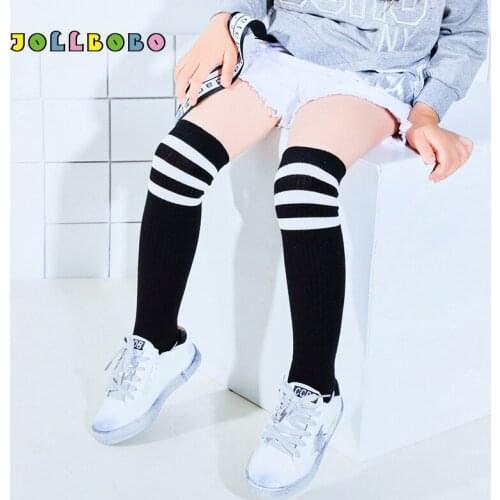 Autumn Winter Striped Over Knee Socks for Girls Kids Black and White Soft Warmer Cotton Children Long Socks School Girls 3-11Y
