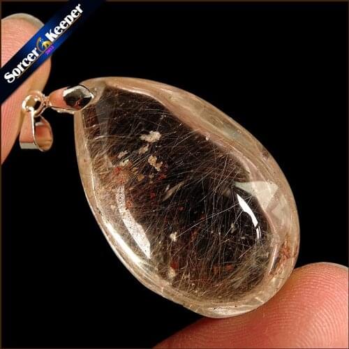 Natural Stones Rutilated Quartz Pendant Hair Crystal Free Necklace Mineral Specimen Garden Crystal Quartz Jewelry Energy OS379