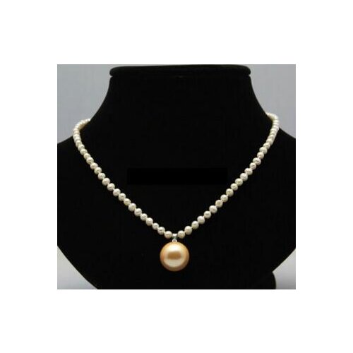 Real 4-5mm natural round freshwater cultured white pearl necklace pendant 17"
