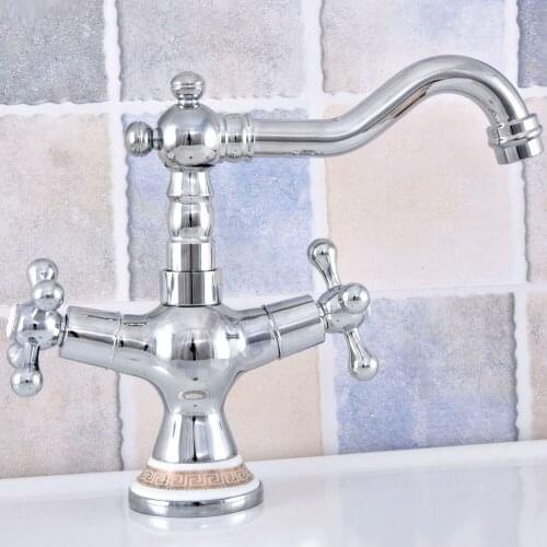 Polished Chrome bathroom Faucet Brass Sink hot and cold water Tap bath Basin Sink Mixer Double Handle Nsf665