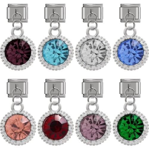 Hapiship Popular Top Original Daisy Colorful Glass CZ High-end Charm Fit 9mm Bracelet Stainless Steel Jewelry DIY Making DJ318