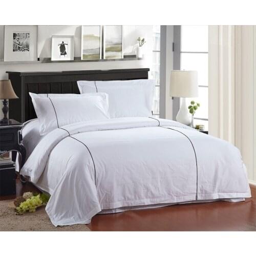 Luxury Egyptian cotton satin bed linen white hotel bedding sets king queen embroidered bedclothes duvet cover bed sheet set