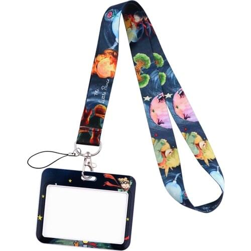 K2961 Little Prince and Fox Creative Lanyard Card Holder Student Hanging Neck Phone Lanyard Badge Subway Access Card Holder
