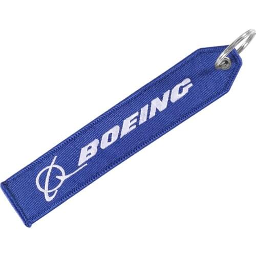 Blue Boeing Keychain Phone Straps Double-sided Embroidery Aviation Key Ring Chain for Aviation Gift Strap Lanyard for Mobile