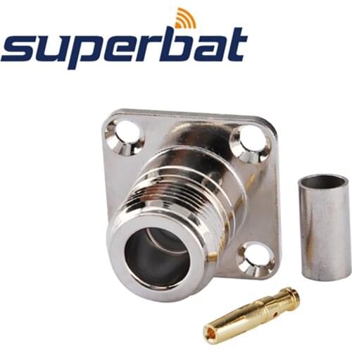 Superbat N Crimp Jack with 4 hole Panel Mount RF Coaxial Connector for Cable RG58 RG142 RG400 LMR195