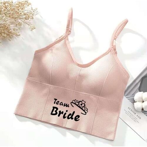 U-shaped Back Bra Tube Top Women Crop Top team bride letters print Sexy Lingerie crown Bra Sports Fashion Street Top