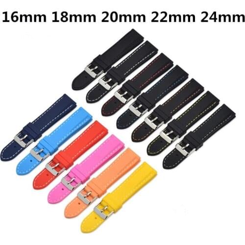 High Quality Silicone Popular Watches Band Watch Strap Women Men 16MM/18MM/20MM/22MM/24MM Replacement WristWatch Accessories