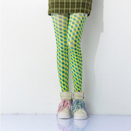 High Quality Womens Creative patterned tights silk stockings plaid tights print pantyhose spring and autumn ladies