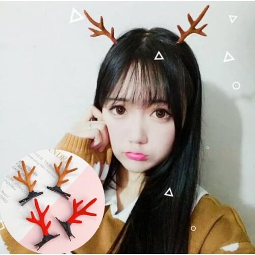 4pcs/2pair Cute Christmas Hairclip Decoration Elk Antlers Headbands Hair Pins Creative Christmas Gifts Diy Hair Ornament