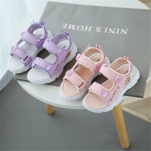 2021 summer new sandals casual fashion Beach Shoes Pink lovely princess shoes Velcro soft bottom non slip girls shoes