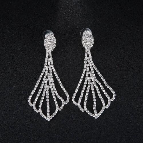 Dollybling 2018 New Fashion Rhinestone Pop Earrings Silver Rose Gold New Drop Temperament Wild Stud Earring Charm for Woman Girl