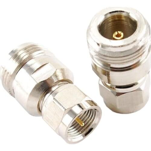 2-PACK N-Connector Female Jack to F-Type Male Plug Antenna RF Adapter,silver
