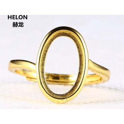 5pcs/lot 925 Sterling Silver Engagement Ring Semi Mount 8x13mm Oval Cabochon Fine Jewelry Setting Yellow Gold Color