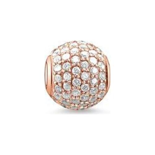 White Paved Pink Bead, Fashion Thomas Style DIY Karma Beads in 925 Sterling Silver Ts Jewelry Gift Fit Bracelet for Women Men