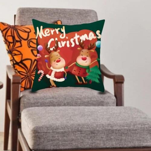 Christmas Style Pillowcase Exquisite Shrink Resistance Cushion Case Polyester Peach Skin Skin-friendly Pillow Cover for Home