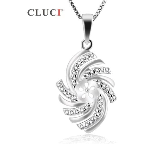 CLUCI Brilliant Rhinestone Pendant Finding 925 Sterling Silver Crystal Pendant For Woman Jewelry DIY Without Chain SP211SB