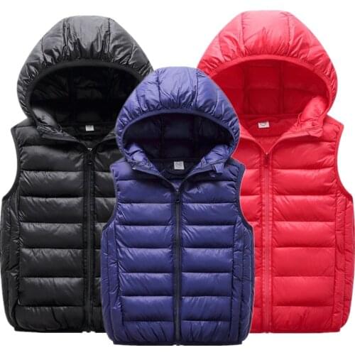 Teenagers Children Warm Autumn Winter Light Down Jacket Vests For Boys Girls Parent-Child Coat Waistcoat Kids Outerwear Hooded