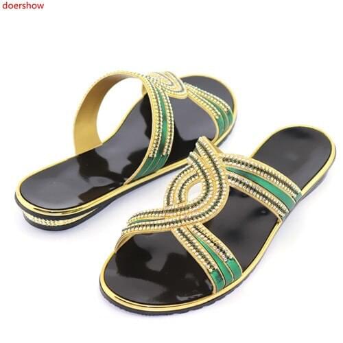 Doershow African sandals high quality slipper summer low heels women shoes !SFF1-5