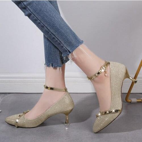Ladies Pumps Elegant ladies banquet low-heeled shoes Material Fashion Women Shoes Female High Heel Womens Pumps W32-06