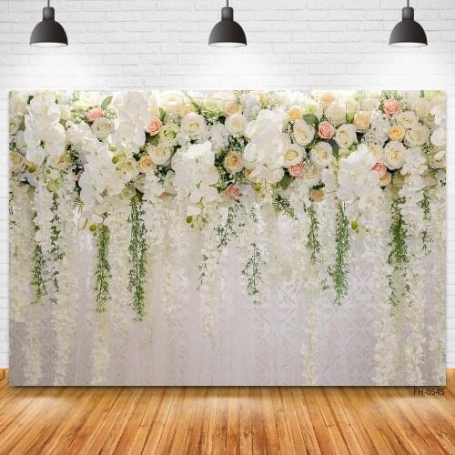 White Pink Green Theme Backdrop Prop Flower Wall Rose Background Wedding Bridal Shower Portrait Photography Romantic Scene Photo