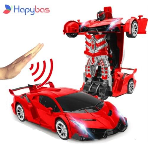 2.4Ghz Induction Transformation Robot Car 1:14 Deformation RC Car Toy led Light Electric Robot Models fightint Toys Gifts