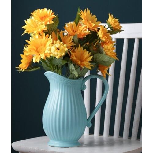 8 inch Ceramic Decorative Pitcher Flower Vase for Flower Bouquet Best Gift for Dried Floral Arrangement Home Decoration Vase