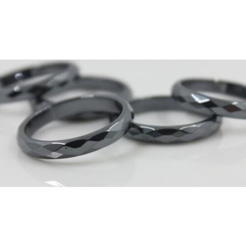 Grade AAA Quality 4 mm Black Width Faceted Hematite Rings (50 Pieces Mixed sizes) HR1001-1