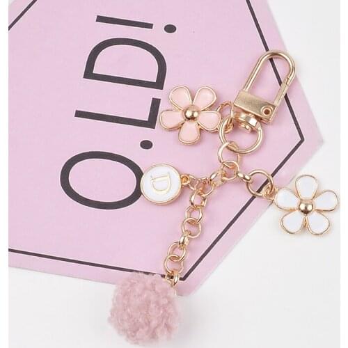 Zinc Alloy Keychain Creative Flower Key Chain Charm Pendant Keyring for Women Bag Car Phone Trinket Jewelry Gifts Wholesale