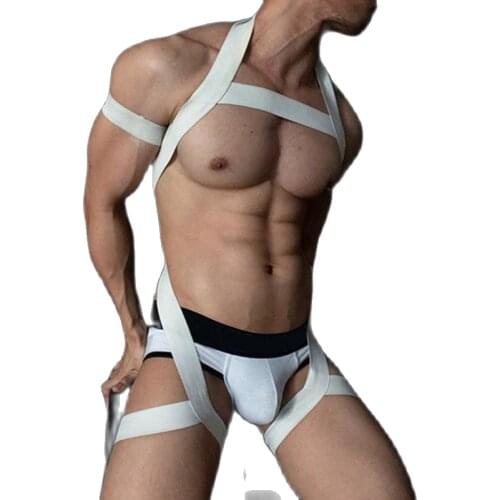 Men Bondage Costume Sexual Body Chest Harness Belt Strap Halter Male Neck Elastic Straps Hollow Out Lingerie
