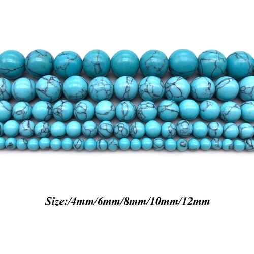 Natural Stone Green Loose Beads Round Howlite DIY Beaded for Women Jewelry Making Bracelets NecklacesJ140