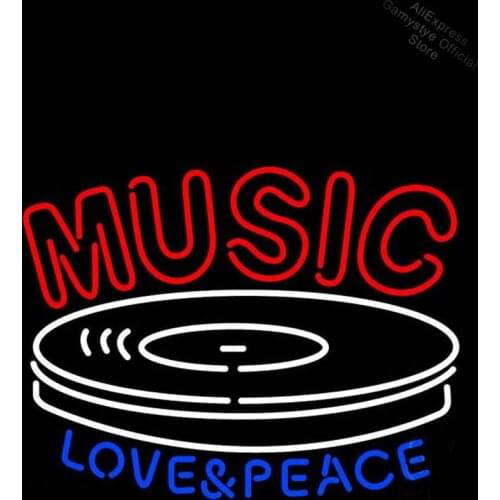 Neon bulbs sign Music Love And Peace handcraft bar sign real glass Neon Decoration Money Exchange Sign Neon Signs For Home Board