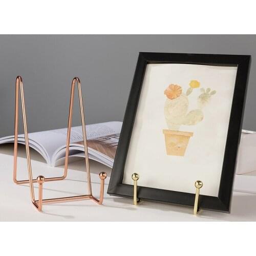 Rose Gold Picture Frame Stand Book Shelf Storage Rack Book Display Stand Decorative Plate Stand Holder Art Display Stand