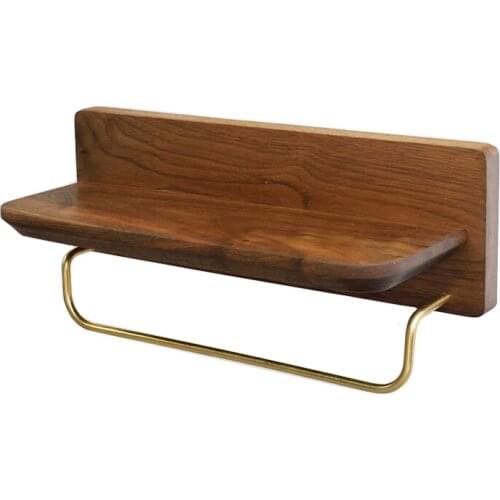 Solid Wood Bathroom Shelves Kitchen Wall Shelf Shower Storage Rack Bathroom Accessories Towel Rack